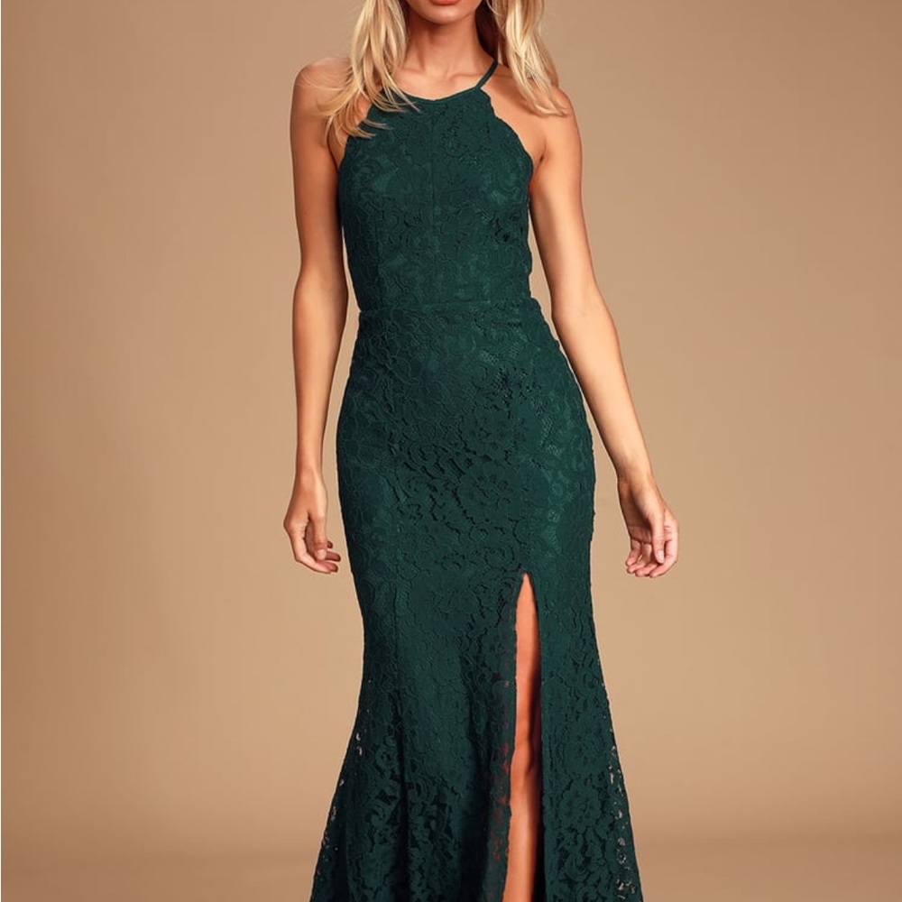 Splendor of Love Emerald Green Lace Maxi Dress